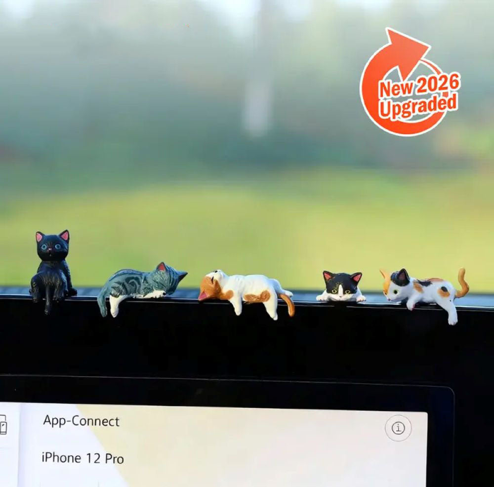 SofyNest™ Hand-Painted Mini Cat Desk Figurines - 1 set (5 cats)