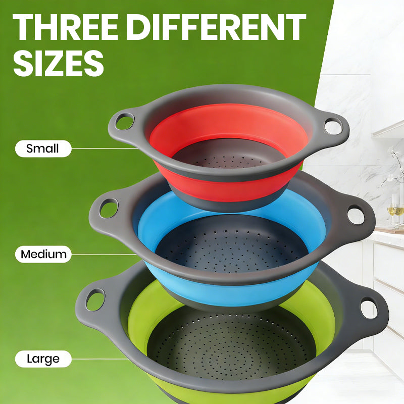Sofynest® 4 Piece Collapsible Silicone Kitchen Strainer Set