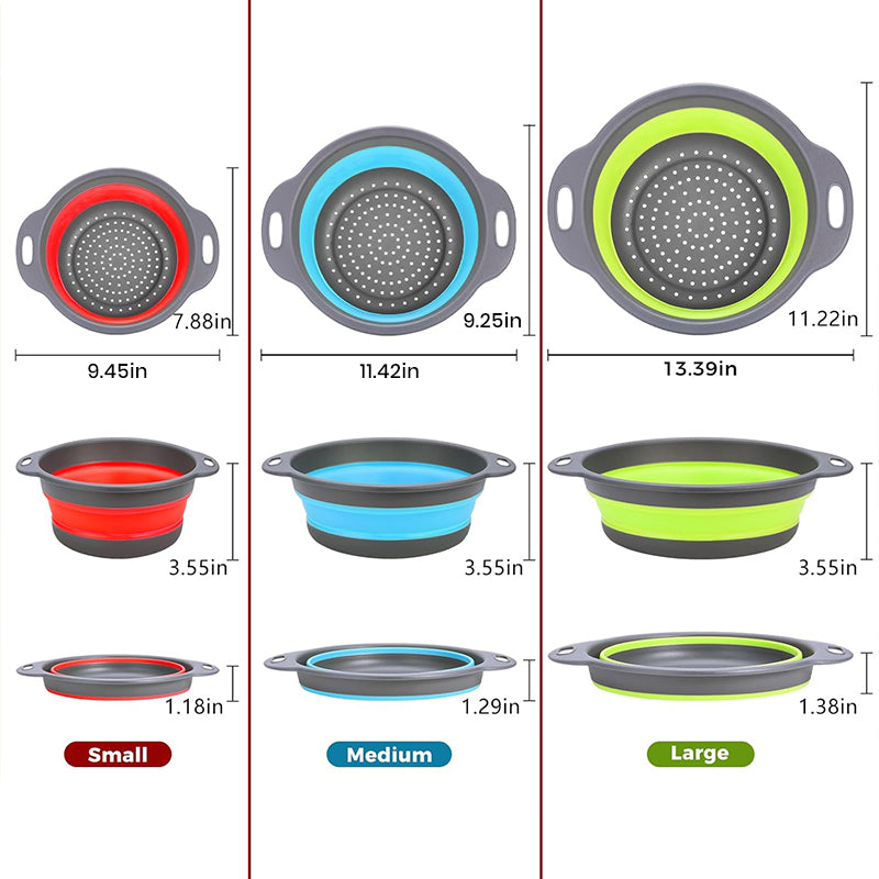 Sofynest® 4 Piece Collapsible Silicone Kitchen Strainer Set