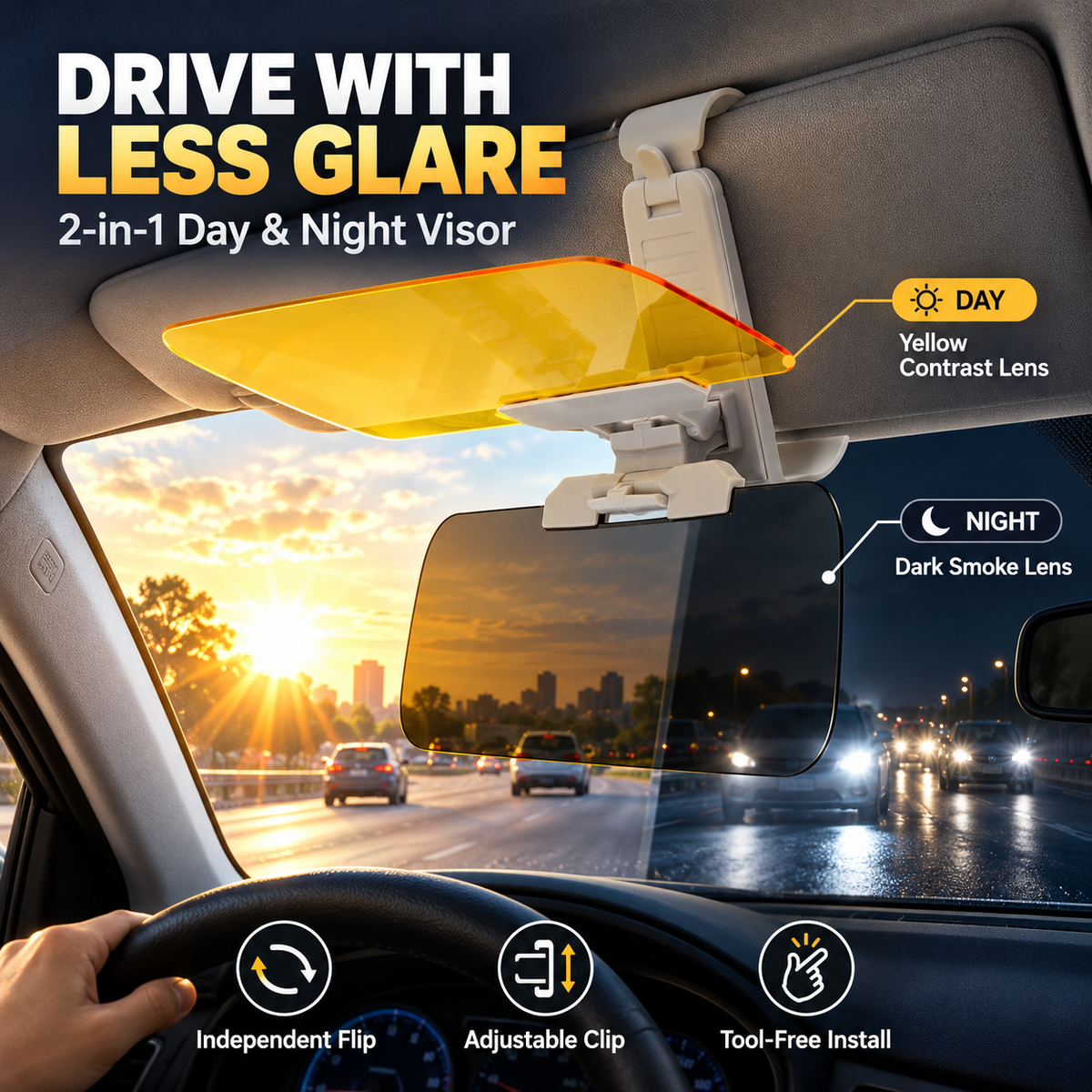 SofyNest™ Day & Night Anti-Glare Car Visor