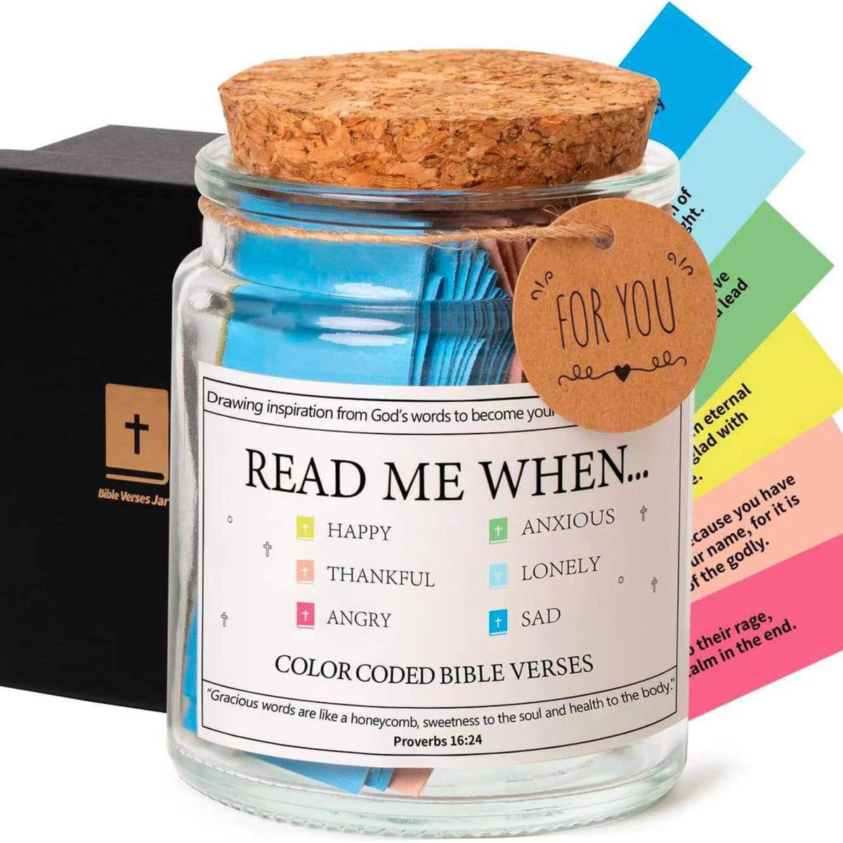 Handmade 90-Day Bible Verses Jar with Gift Box