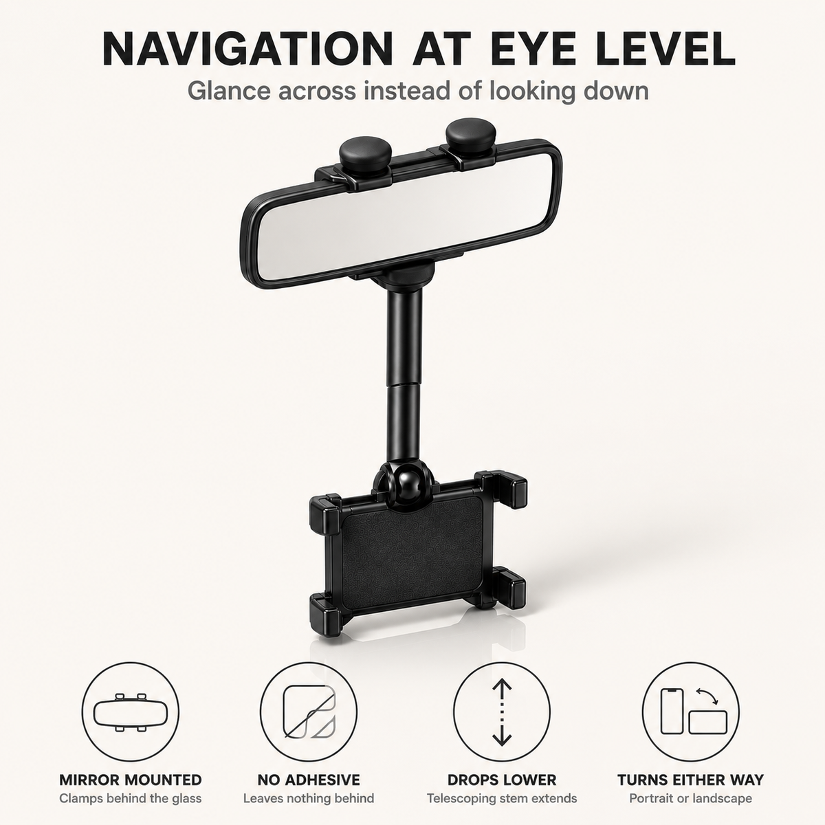 360° Rearview Mirror Phone Holder