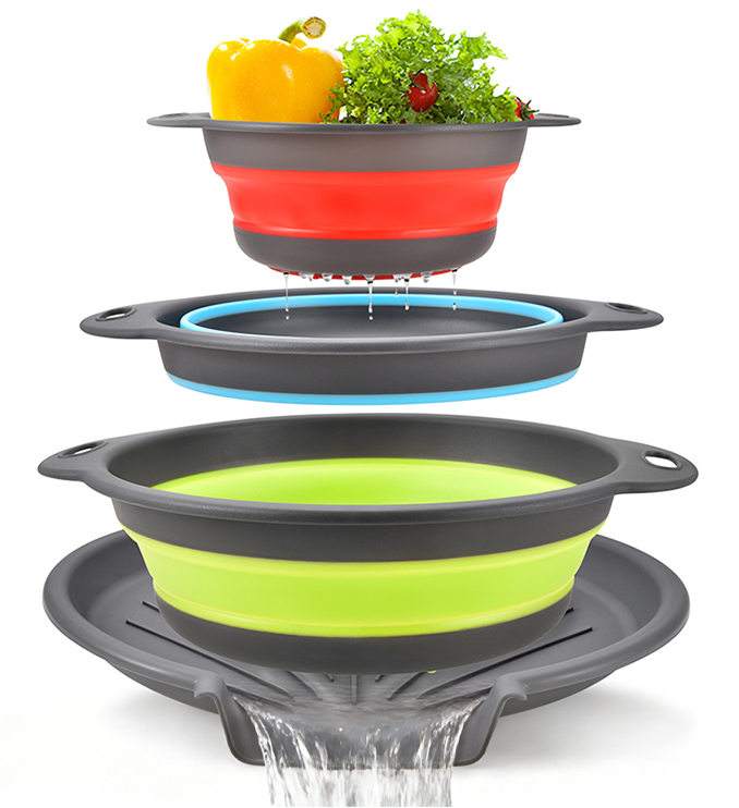 Sofynest® 4 Piece Collapsible Silicone Kitchen Strainer Set